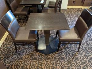 lot 223 image: Set of (2) Caf Chairs & Small Rectangular Pedestal Table