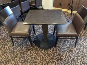 lot 224 image: Set of (2) Caf Chairs & Small Rectangular Pedestal Table