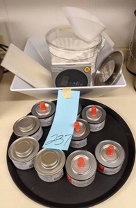 lot 237 image: Coffee Filters, Large Scoop, DishTemp Plate-Simulating Dishwasher Thermometer, Canned Heat, and more