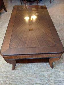 lot 250 image: Gorgeous Wood Coffee Table with Glass Top