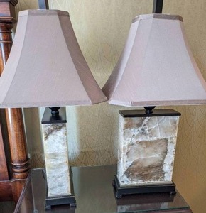 lot 255 image: Stunning Set of 2 Slate Table Lamps