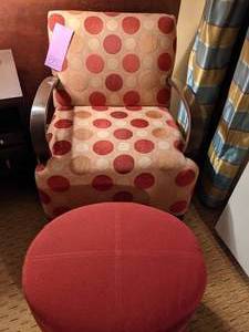 lot 550 image: Adorably Funky Polka Dot Chair with Red Ottoman