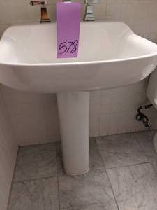 lot 578 image: Standard White Pedestal Sink
