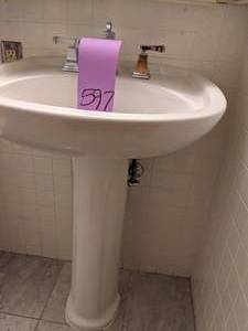 lot 597 image: Lovely White Pedestal Sink