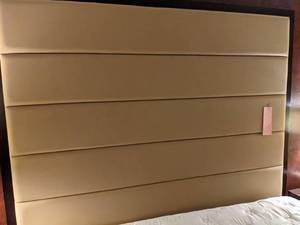 lot 605 image: Beige Padded Headboard - King