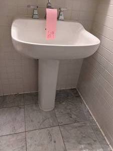 lot 619 image: Standard White Pedestal Sink