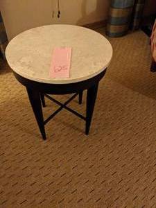 lot 625 image: Elegant Marble-Top Circle Nightstand