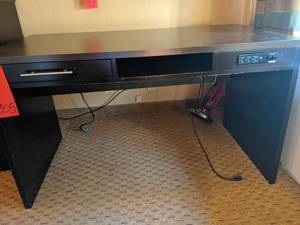 lot 305 image: Useful Office Computer Desk w Built In Outlets