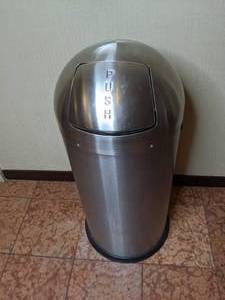 lot 266 image: Silver, Steel Trash Can with Dome Lid and Insert