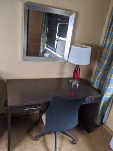 lot 270 image: Classic Computer Desk with Chair, Lamp, and Mirror