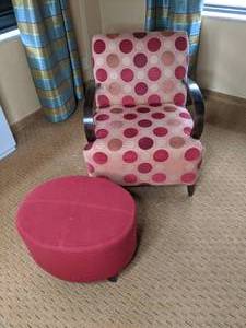 lot 271 image: Fun Polka Dot Chair & Red Ottoman