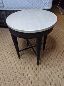 lot 272 image: Elegant Stone Topped Side Table with Metal Base