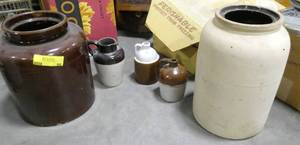 lot 98 image: 2 big crocks and 3 small jugs all look in good condition