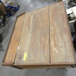 lot 143 image: Old wooden school desk top only