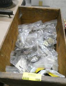 lot 150 image: Large wooden box full of vintage hardware