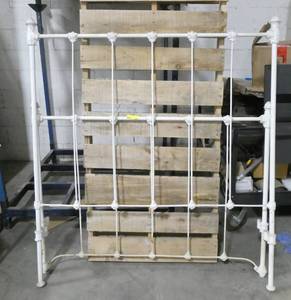 lot 159 image: White Rod iron bed (includes rails)
