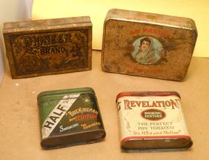 lot 168 image: 4 tobacco tins - Pioneer, Buckingham, Revelation and LaPalina