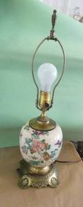 lot 171 image: Ceramic lamp with brass base and top