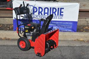 lot 5 image: New never used PowerSmart snow blower 212 CC 24 wide with electric start