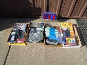 Flat of store returns & shelf pull items. As shown.