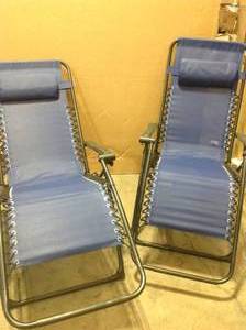 Boyel Living 2-Pieces Steel Frame Outdoor Patio Folding Portable Zero Gravity Reclining Chaise Lounges Chairs Set in Blue see pictures