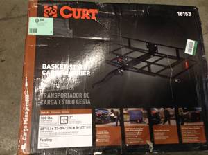 60 x 24 Black Steel Basket Cargo Carrier (Folding 2 Shank, 500 lbs.) by CURT Customer Returns See Pictures