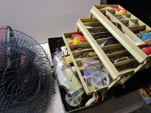 Tackle and Plano box, net basket...
