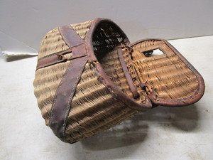 Wicker creel, appears complete, lea...