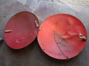 Vintage metal sliding saucers...