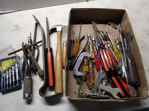 Wrenches, nut buster, screwdrivers...