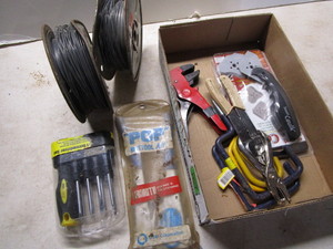 Pop riveter, wire, screwdrivers, ho...