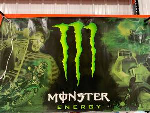 lot 40 image: Lot of 3 Large Monster Energy Banners