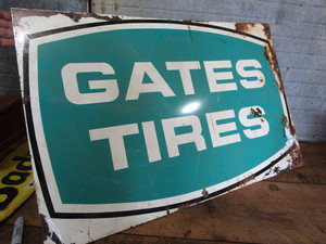 Gates Tire sign - enamel double sid...