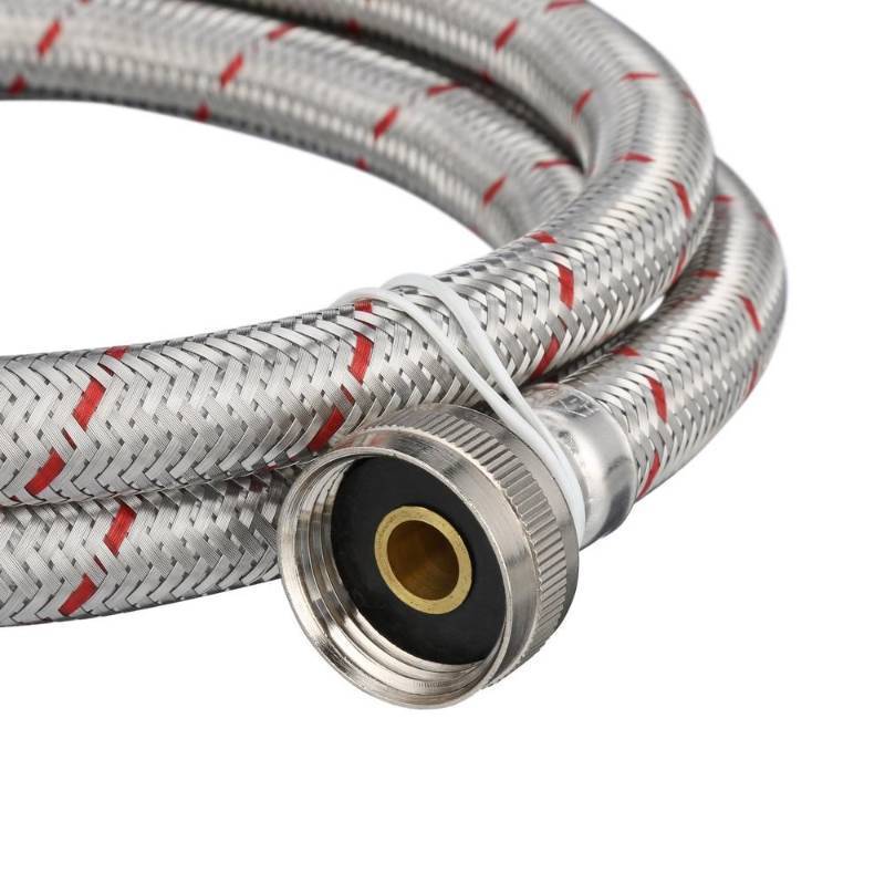 lot 806 image: Everbilt 34 in. x 34 in. x 5 ft. Stainless Steel Washing Machine Hose (2-Pack), 7243-60-34-1-2PK-EB.