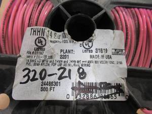 lot 329 image: Building Wire, THHN, 14 AWG, Pink, 500 ft  (Used Item)