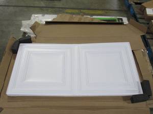 lot 418 image: Stratford Feather-Light White 2 ft. x 4 ft. Lay-in Ceiling Panel (Case of 10) Model # V1-STRATF-24WTO.