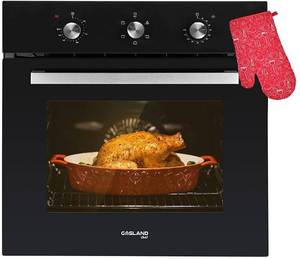 lot 356 image: 24 Single Wall Oven, GASLAND Chef ES606MB 24 Inch Built-in Electric Ovens, 240V 2000W 2.3Cu.f 6 Cooking Functions of Grill Conventional Timer etc. Mechanical Knobs Control, Black Glass Finish, ES606MB - UNCLAIMED FREIGHT.