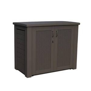 lot 359 image: Rubbermaid Bridgeport 123 Gal. Resin Patio Cabinet 1863391 - Open Carton