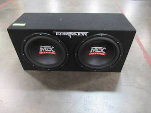 lot 339 image: MTX Audio Terminator 12- in. 2000-Watt Dual Loaded Subwoofer Enclosure