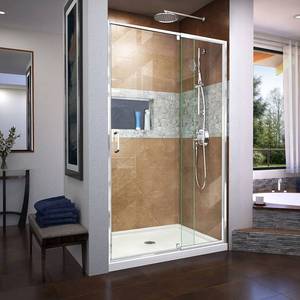 lot 453 image: DreamLine Flex 44-48 in. W x 72 in. H Semi-Frameless Pivot Shower Door in Chrome, SHDR-22487200-04