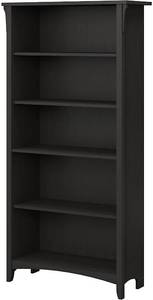 lot 454 image: Bush Furniture Salinas 5 Shelf Bookcase in Vintage Black, SAB132VB-03. Small Ding on Shelf.