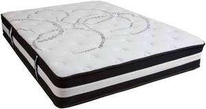 lot 459 image: Flash Furniture Capri Comfortable Sleep 12 Inch CertiPUR-US Certified Foam and Pocket Spring Mattress, Queen Mattress in a Box, CL-E230P-R-Q-GG. - NEW