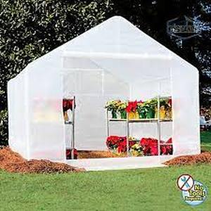 lot 365 image: King Canopy 10 ft. x 10 ft. Clear Green House Cover (Used, Parts Maybe Missing) Model # GH1010T