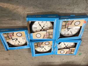 Lot of 5 24 in. Black Clock with Thermometer and Hygrometer by AcuRite Customer Returns See Pictures