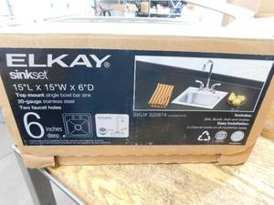 Elkay 20 Gauge Stainless Steel 15 in. 2-Hole Drop-in Bar Sink