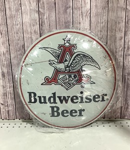 lot G051 image: Budweiser Round Metal Sign