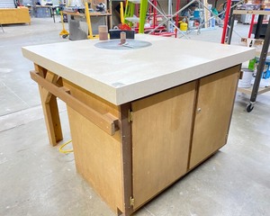 lot A011 image: Drum Sander with Cabinet