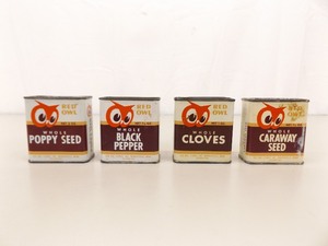 4 RARE Red Owl Spice Tins