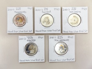 5 High Grade 90% Silver 2000-S Washington Statehood Quarter Set