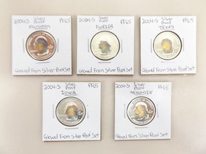 5 High Grade 90% Silver 2004-S Washington Statehood Quarter Set